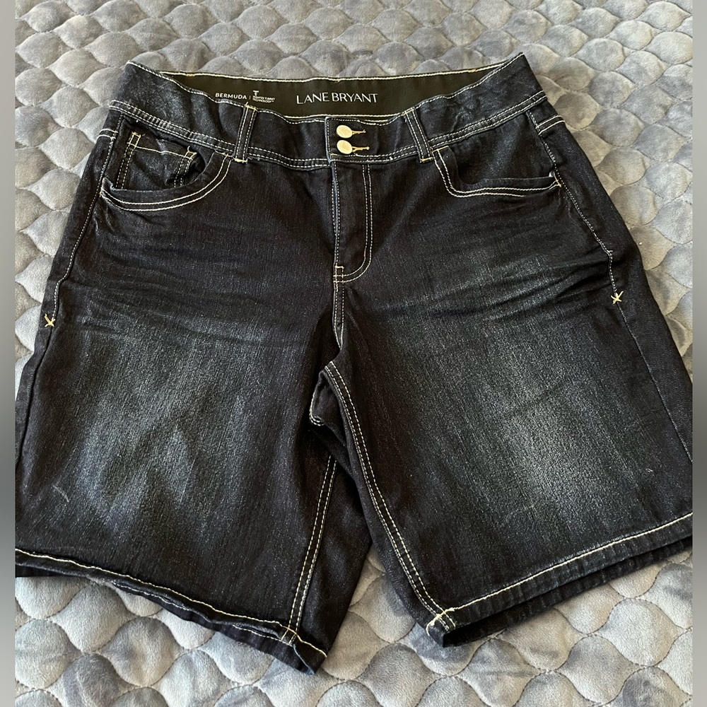 Lane Bryant Black Denim Bermuda Shorts